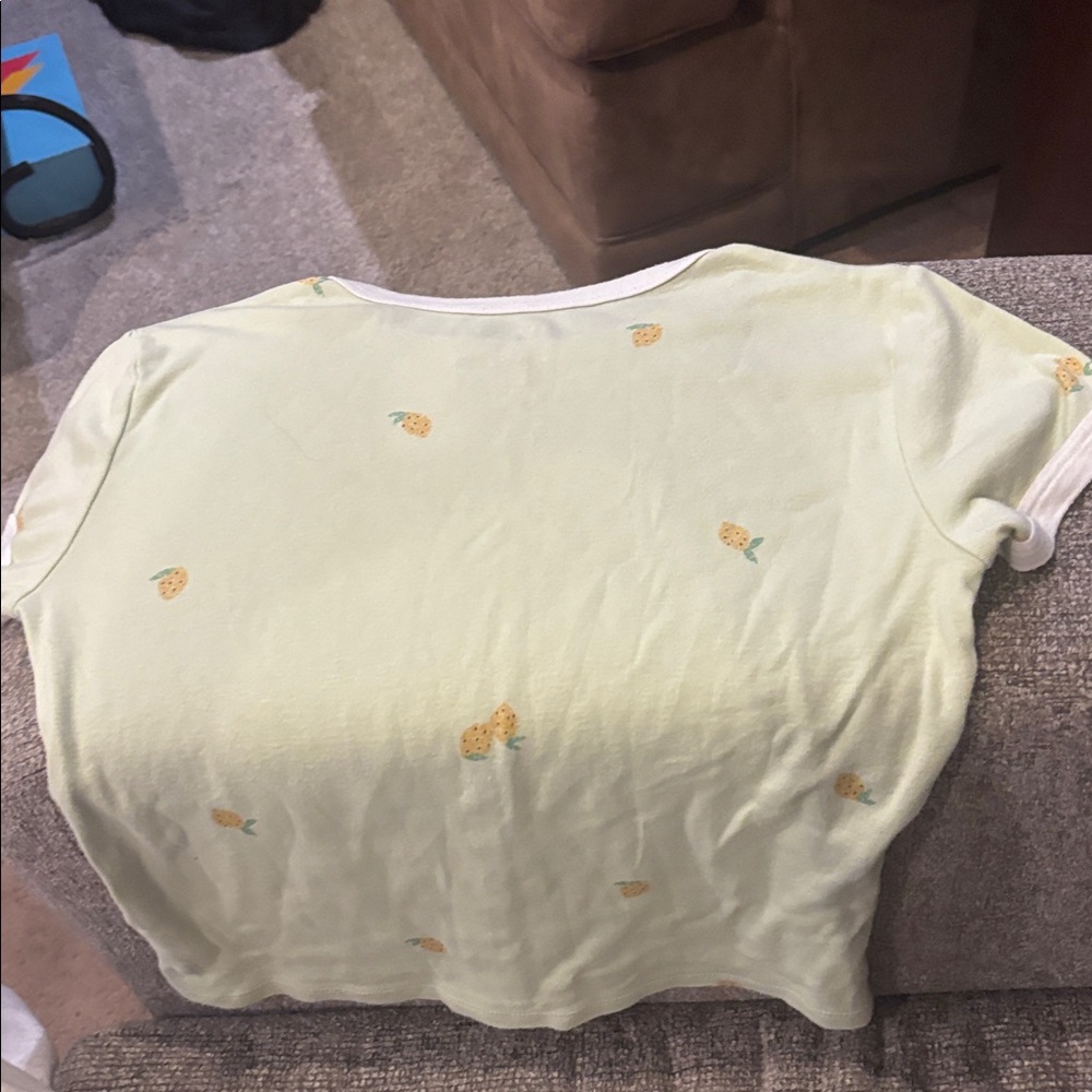 Arizona Jean Company Light Green Kids Shirt with Pineapple Print